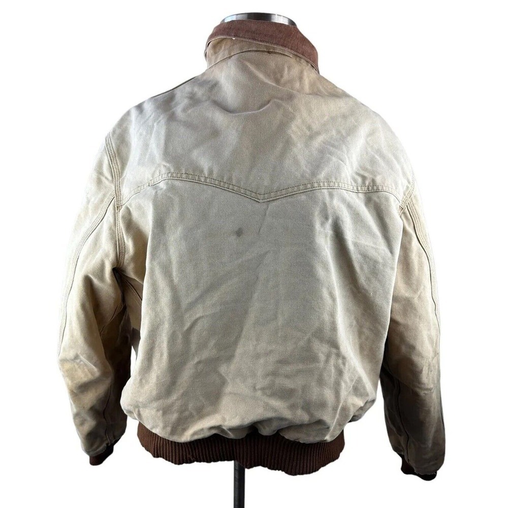 Distressed Carhartt Santa Fe Canvas Duck Coat Red Quilt Men's Size 2XL J13 BRN - Picture 6 of 15